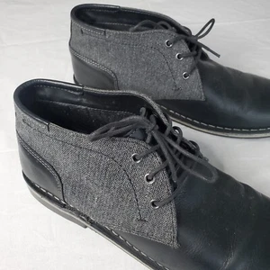 Steve Madden Men's Shoes Quarter Boot 2 Tone Leather Canvas Black 10.5 - Picture 1 of 15