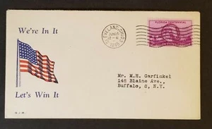 1945 Cleveland OH To Buffalo NY We're In It Let's Win It  Color Patriotic Cover - Picture 1 of 2