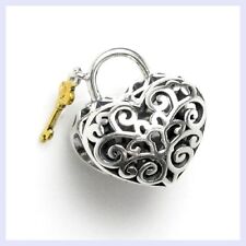 Sterling Silver Heart Lock Gold Key Valentine Bead for European Charm Bracelet