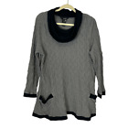 Ali Miles Womens Tunic 1X Crinkle Stretch Gray Cowl Neck Long Sleeve Blouse