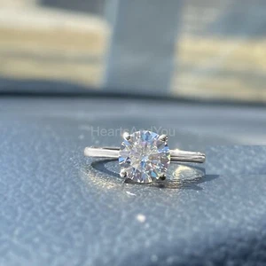 0.7ct Round Cut Moissanite 4 Prong Women Engagement Ring 14k White Gold Plated - Picture 1 of 1