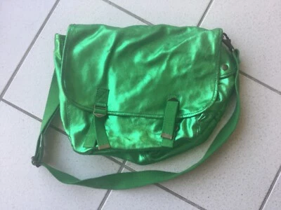 Sac US cuir vert métallisé avec bandouliere reglable - Photo 1/3