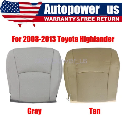 For 2008-2013 Toyota Highlander Driver Passenger Bottom Leather Seat Cover Foto 1 de 4