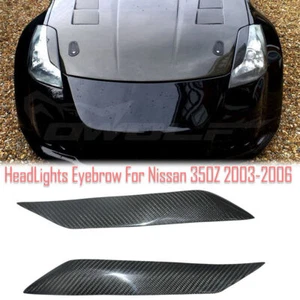 Carbon Fiber Headlight Cover Eyebrows Eyelid Trim Sticker For Nissan 350Z 03-06 - Picture 1 of 12