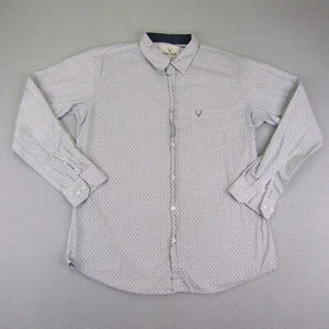 Allen Solly Shirt Mens Large Blue White Button Up Forks Spoons All Over Print - Picture 1 of 9