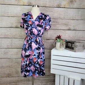 Banana Republic Damen Faux Wickel Aquarell Kleid Größe 2 - Bild 1 von 8