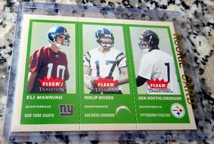 ELI MANNING Ben Roethlisberger Philip Rivers 2004 Fleer Rookie Card RC GREEN SP - Picture 1 of 4