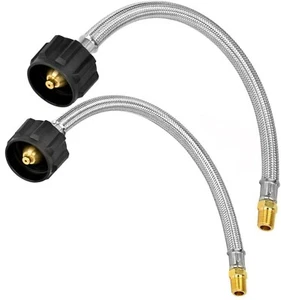 Pair (2) RV 12" Steel Braided Pigtail Propane Gas Hose Tank Connector Trailer - Picture 1 of 4