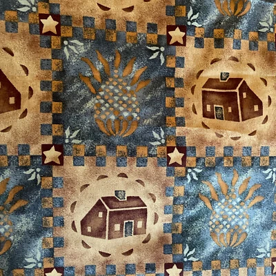 crow hill apiary gardens country blue brown checker houses Carol Endres 2 yards - Image 1 of 3