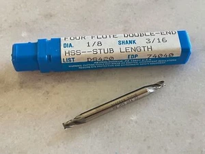 NIAGARA CUTTER 3/32" x 3/16" x 5/32" x 2" 4FL CC HSS STUB DOUBLE END MILL #74030 - Picture 1 of 1