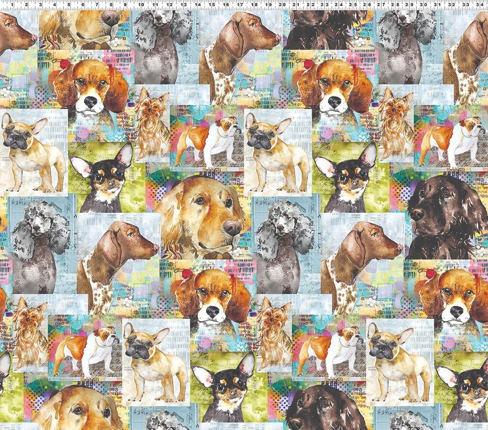 CLOTHWORKS Cotton Best Friends Dogs Puppies Beagles Multicolor Fabric Print by Yard D758.64
