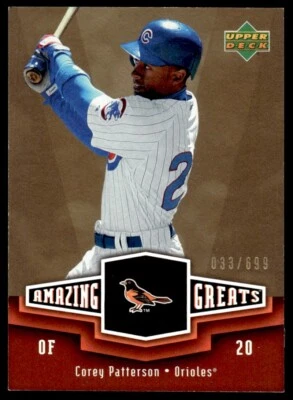 2006 Upper Deck Amazing Greats Gold Corey Patterson 033/699 Baltimore Orioles - Image 1 of 2
