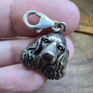 Dije de perro Springer Cocker Spaniel de plata esterlina 925 vintage JEM 3D - Imagen 1 de 7