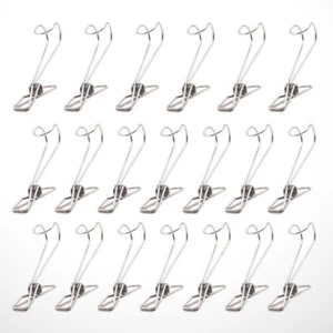 20 Pcs Stainless Steel Clothespins Hanging Clips Laundry Hanger Hooks - Picture 1 of 11