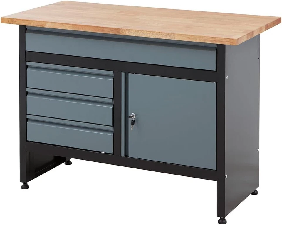 BiGDUG Garage Workbench Drawer Cabinet - Workshop Storage - Black and Grey