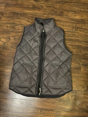 Chaleco de Excursión J Crew Down Acolchado Cremallera Completa Para Mujer Talla Mediana M Bolsillos Gris Foto 1 de 4