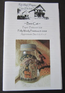 Fully Wooly Primitives #308 BOO CAT Punch Needle Embroidery Pattern - Picture 1 of 6