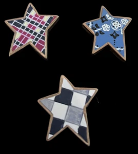 Quaker Factory Button Covers~New Set Of 3 Stars~Folk Art Red White Blue~Vintage - Picture 1 of 11