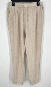 Made In Italy 100% Linen women's size M Crop Drawstring natural Pant pockets - Picture 1 of 9