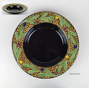 Laurie Gates 12" Pasta Bowl SUPERB+ Condition! Safari Animal Print Black Green - Picture 1 of 4