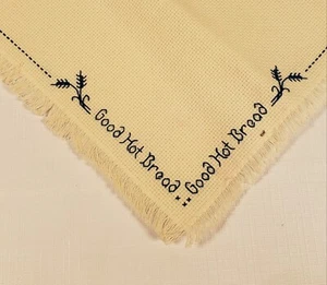 Napkin Bread Basket Liner Vintage 17x17" Hand Embroidered White Blue A16 - Picture 1 of 3