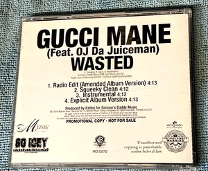 GUCCI MANE "Wasted" RARE PROMO ONLY MAXI CD w/ Instrumental 4 Versions RAP MINT - Foto 1 di 5