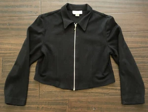 Vintage MICHELLE New York Girls Zip Up Cardigan Sweater Size 14 Black Y2K USA - Picture 1 of 8