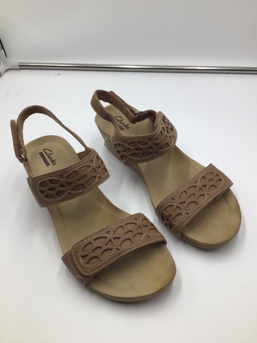 Sandali donna Clarks zeppa 8 5 marrone 26065596 3 ganci e cinturini estivi