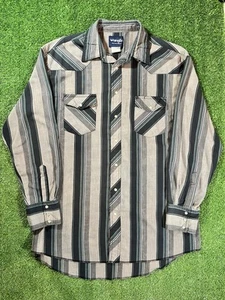 Wrangler Western Cowboy Men's Pearl Snap Long Sleeve Shirt Black Stripe XL Tall - Picture 1 of 19