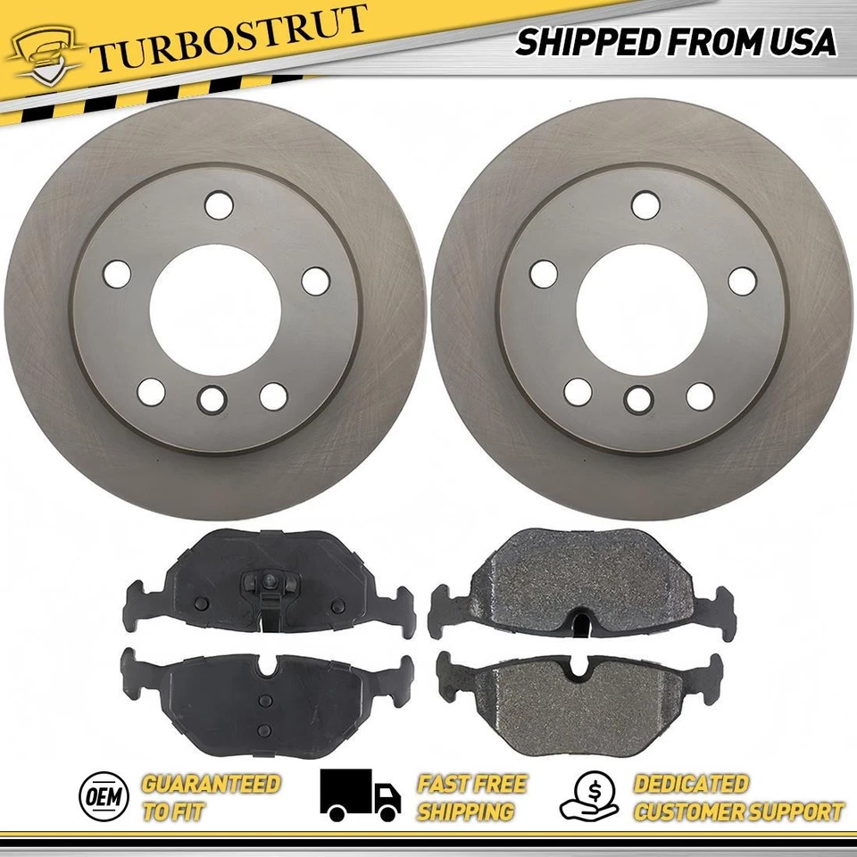 Kit de pastilhas de freio rotores de freio traseiros OE para 1995 BMW 318ti 1.8L garantia vitalícia - Imagem 1 de 1