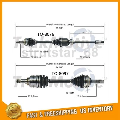 TrakMotive CV Axle Shaft 2pcs Front Left Front Right Fits Toyota RAV4 1996-2000 - Изображение 1 из 3