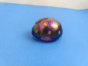 Fermacarte vintage Robert Held Art vetro coccinella iridescente viola firmato - Foto 1 di 8