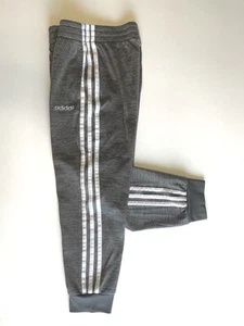 GUC S 8 ADIDAS BOYS Track Joggers Pants Gray White Relaxed Fit Triple Stripe - Picture 1 of 15