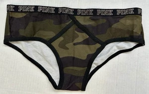 NWT VICTORIA'S SECRET PINK L CAMOUFLAGE CAMO GOLD LOGO RARE HIPSTER PANTIES - Picture 1 of 2