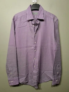 Camisa Etro 39 M 15.5 Púrpura Pata de Gallo Clásica Formal Trabajo Oficina Hecha en Italia - Imagen 1 de 8