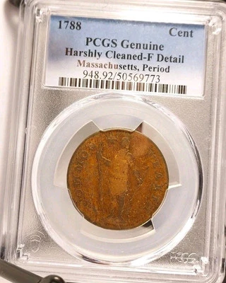 1788 Massachusetts Post-Colonial Cent, Period PCGS F Details - Image 1 of 4