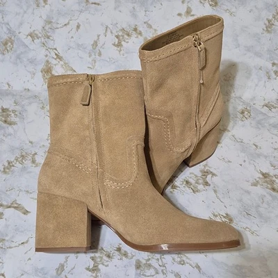 Vince Camuto Gamuza Botines Mujer 9 1/2 M Pailey Camel Tostado Tacón Bloque Cremallera Foto 1 de 4
