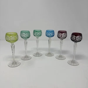 Nachtmann Cut To Clear Crystal 4 1/2" Cordial Glasses Set Of 6 - Picture 1 of 11
