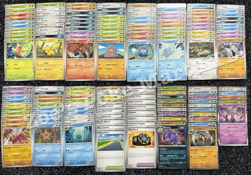 Pokemon 151 English COMPLETE BASE SET - 153 Cards (Common, Uncommon & Holo) 🌟 - Image 1 of 1