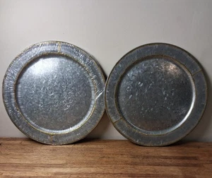 2 Hearth & Hand Magnolia Galvanized Plate Charger Trays Gold Accent - Picture 1 of 9