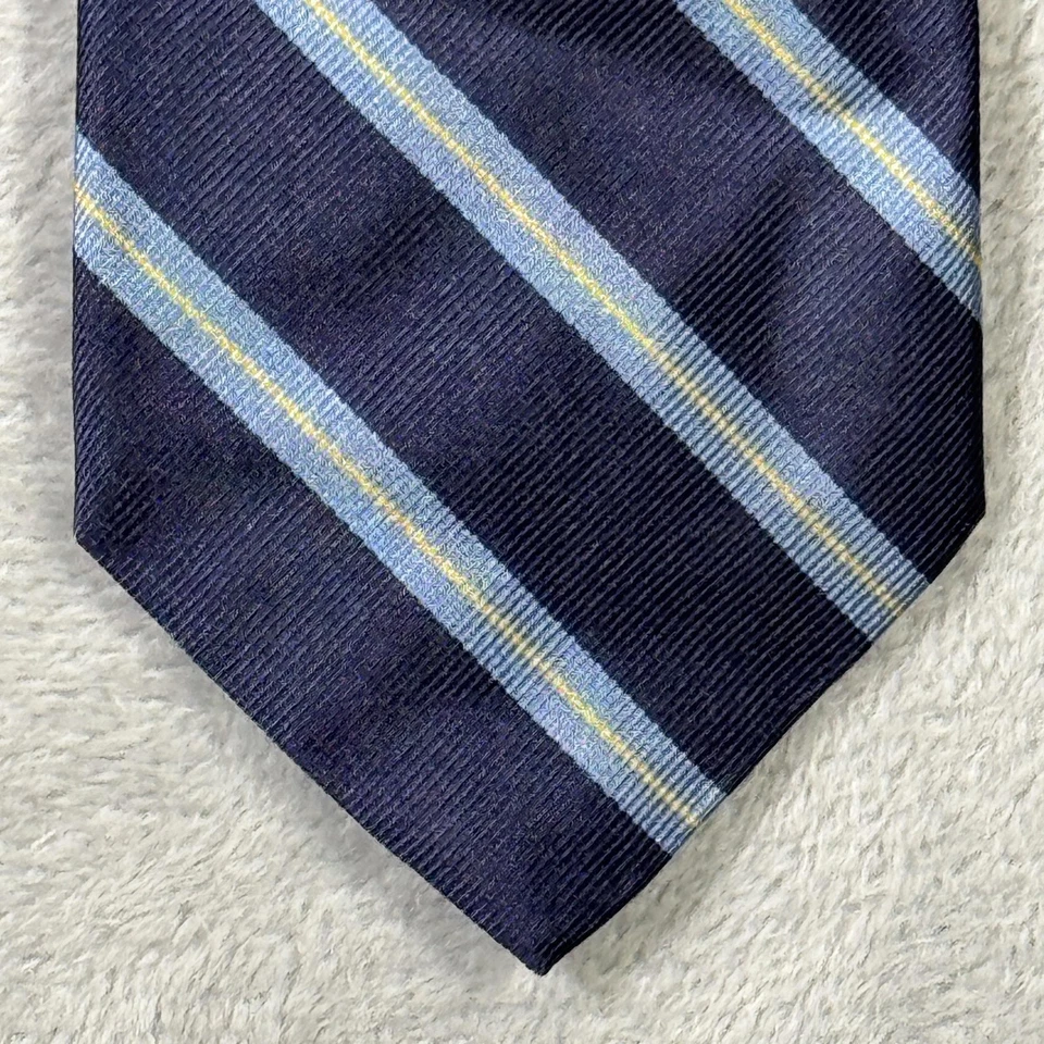 Corbata J Crew Para Hombre Talla Única Azul Marino Rayas 100% Seda Hecha en Italia REPP Foto 1 de 4