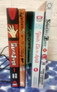 Mixed Lot 5 Manga Books Parasite 1 Steins Gate 1 Sword Art Online Konosuba April - Picture 1 of 8