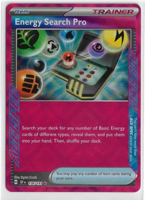 POKEMON S&V Surging Sparks NM RARE Holo ACE SPEC Item #176/191 ENERGY SEARCH PRO - Image 1 of 3