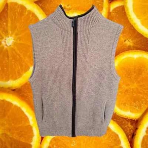 L.L. Bean‎ Merino Lambs Wool Tan Full Zip Vest Size Medium - Picture 1 of 5