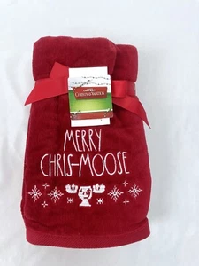 Toallas de mano de baño de vacaciones de Navidad Rae Dunn National Lampoon 2 piezas alce rojo - Imagen 1 de 3