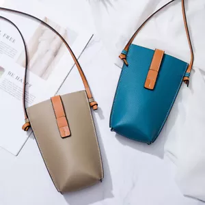 Mujer Cuero Real Teléfono Cartera Cartera Mini Teléfono Celular Bandolera Bolso de Hombro - Imagen 1 de 17