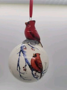 Vintage Set Of 12~RED CARDINAL~Christmas Ornament ~Ceramic Balls - Picture 1 of 6