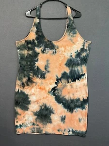 Rue 21 "Exotic" Tie Dye Ribbed Tank Dress 2X Sleeveless Rhinestone Graphic Y2K - Picture 1 of 6