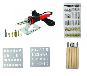 9-teiliges Holzbrennstift-Set mit 6 zusätzlichen Spitzen UL-geprüft + 28-teiliges Spitzenset + Schnitzset - Bild 1 von 10