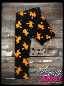 Flying With My Witches - Kids Legging Army Leggings- S/M Fit Ages 4-7 - Picture 1 of 1